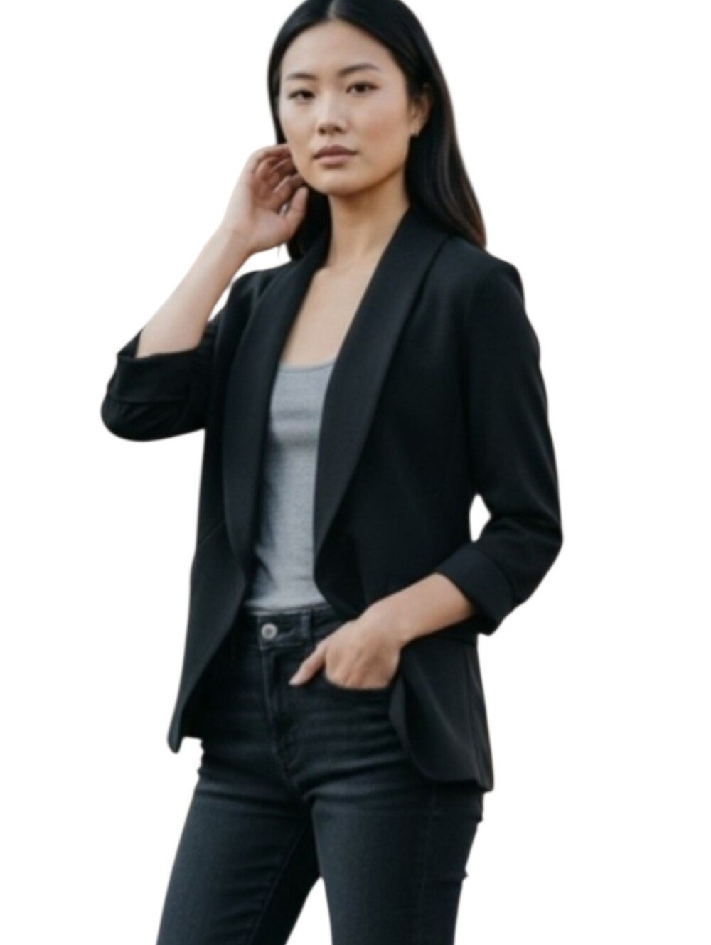 NWOT Eclipse Dark Navy Open Front Jacket
